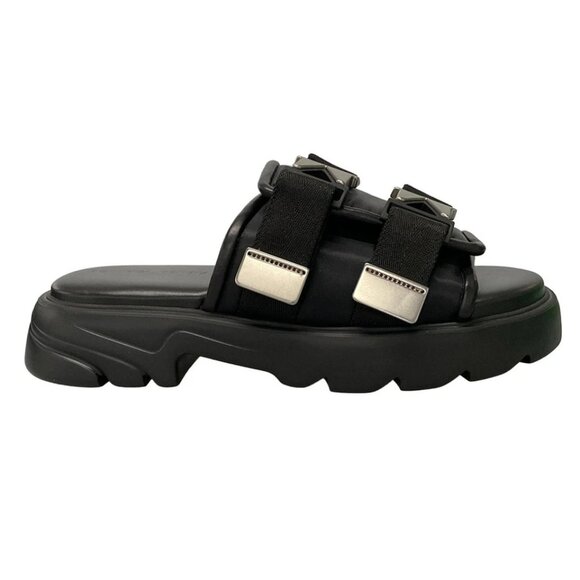 BOTTEGA VENETA - Black Chemical Fiber Leather Rubber Men's Sandals 607-080425 - Picture 2 of 12